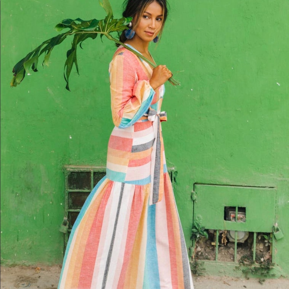 Billabong x Sincerely Jules Striped Long-Sleeved Maxi Dress